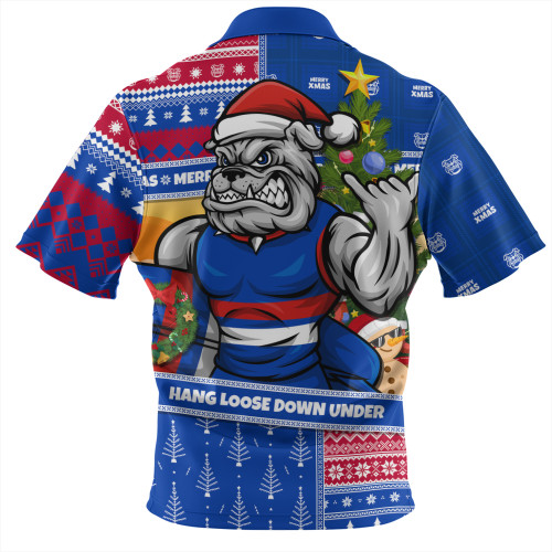 Western Bulldogs Zip Polo Shirt Santa Surfing Down Under Christmas Footy