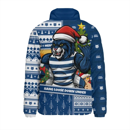 Geelong Cats Padded Jacket Santa Surfing Down Under Christmas Footy