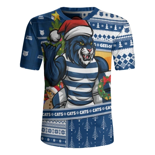 Geelong Cats Rugby Jersey Santa Surfing Down Under Christmas Footy
