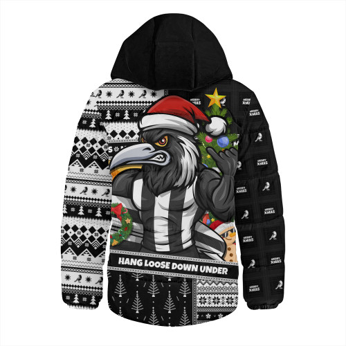 Collingwood Hooded Padded Jacket Santa Surfing Down Under Christmas Footy