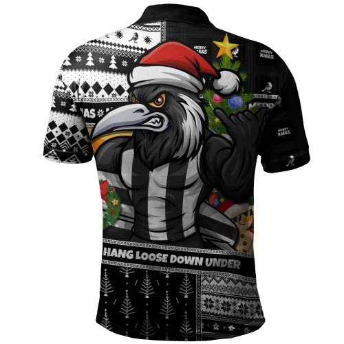 Collingwood Polo Shirt Santa Surfing Down Under Christmas Footy