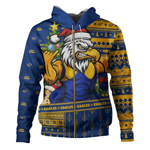 West Coast Eagles Hoodie Santa Surfing Down Under Christmas Footy