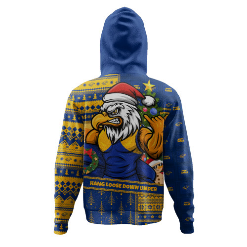 West Coast Eagles Hoodie Santa Surfing Down Under Christmas Footy
