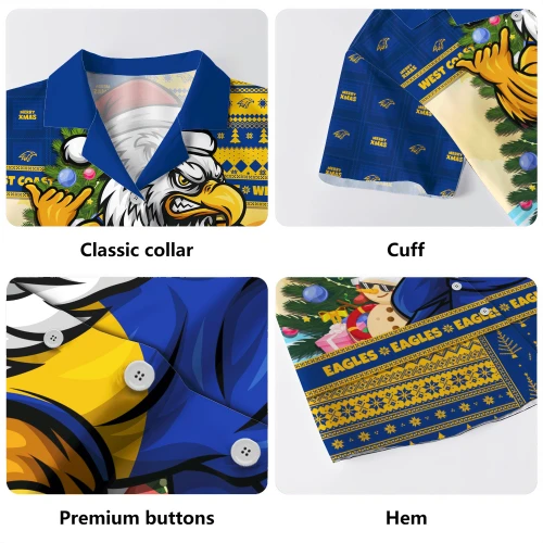 West Coast Eagles Hawaiian Shirt Santa Surfing Down Under Christmas Footy