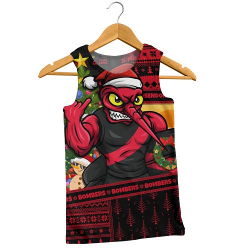 Essendon Men Tank Top Santa Surfing Down Under Christmas Footy