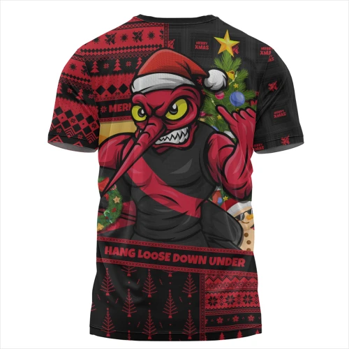 Essendon T-Shirt Santa Surfing Down Under Christmas Footy