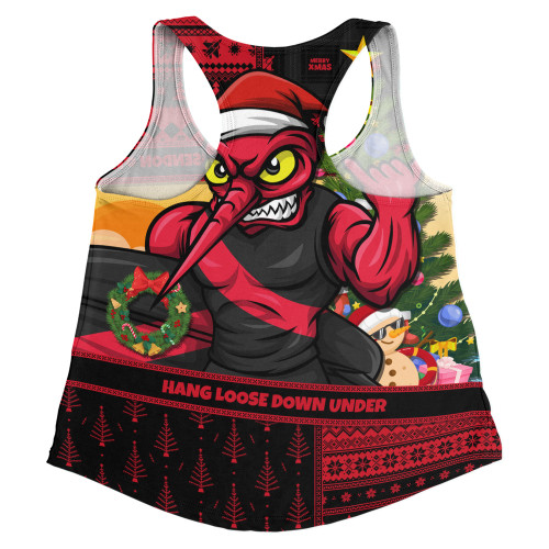 Essendon Women Racerback Tank Santa Surfing Down Under Christmas Footy