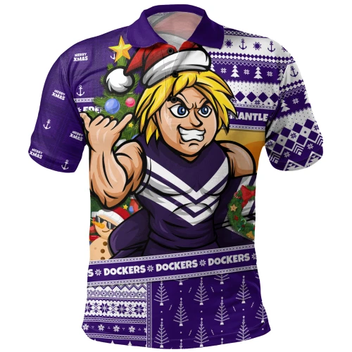Fremantle Polo Shirt Santa Surfing Down Under Christmas Footy