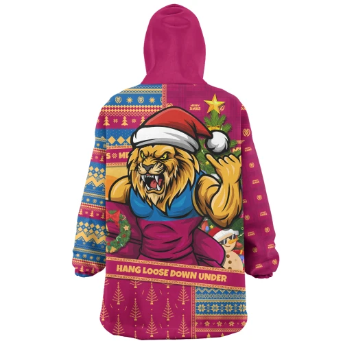 Brisbane Lions Snug Hoodie Santa Surfing Down Under Christmas Footy