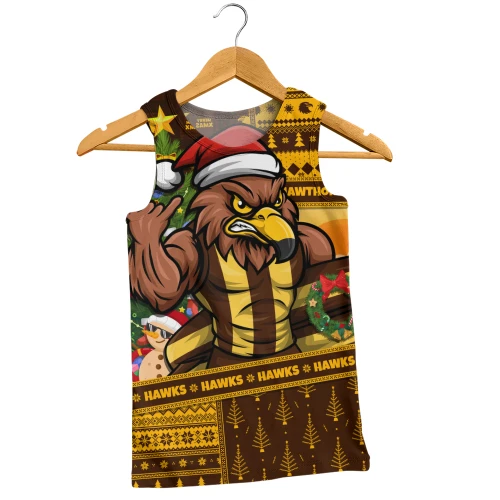 Hawthorn Men Tank Top Santa Surfing Down Under Christmas Footy