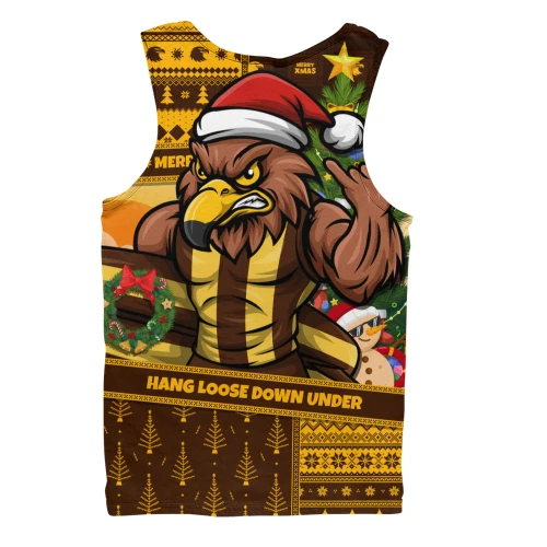 Hawthorn Men Tank Top Santa Surfing Down Under Christmas Footy