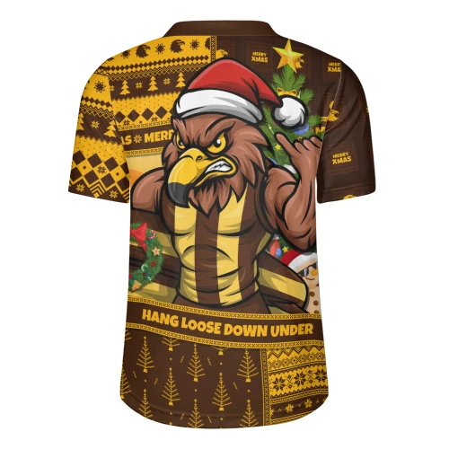 Hawthorn Rugby Jersey Santa Surfing Down Under Christmas Footy