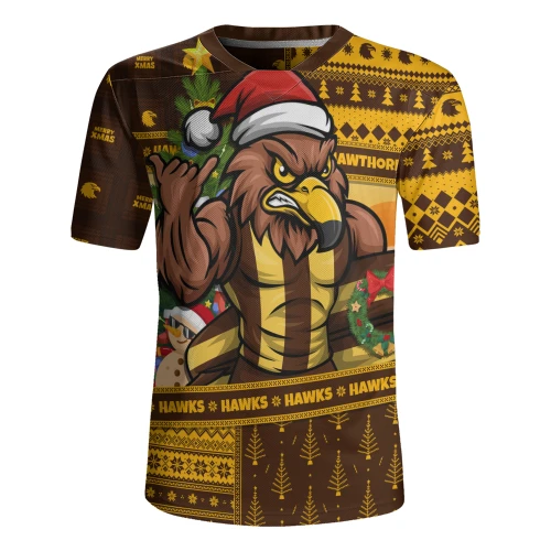 Hawthorn Rugby Jersey Santa Surfing Down Under Christmas Footy