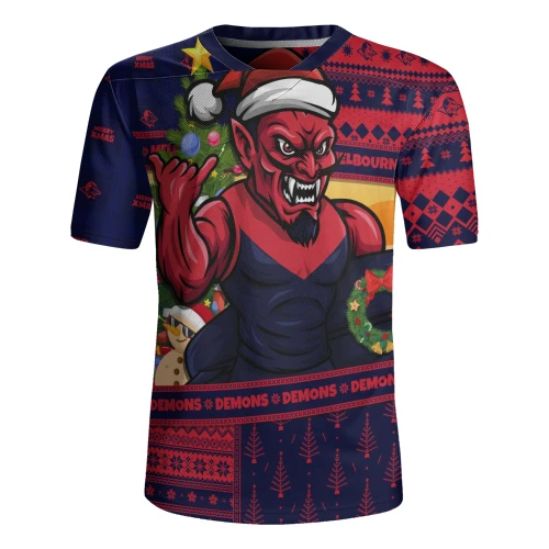 Melbourne Rugby Jersey Santa Surfing Down Under Christmas Footy