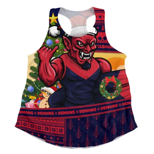 Melbourne Women Racerback Tank Santa Surfing Down Under Christmas Footy
