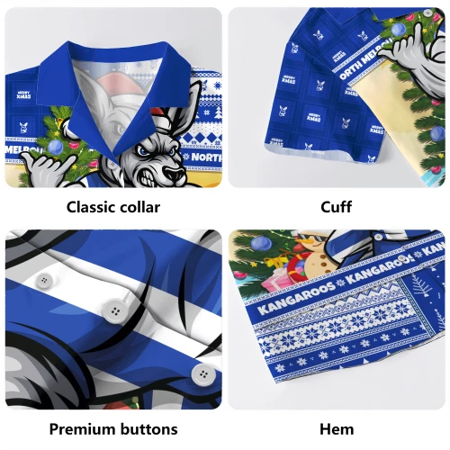 North Melbourne Hawaiian Shirt Santa Surfing Down Under Christmas Footy