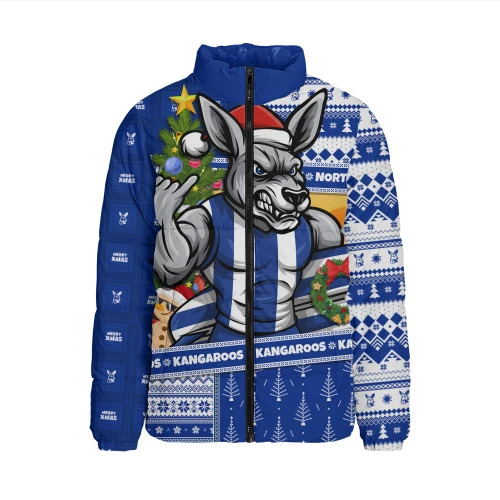 North Melbourne Padded Jacket Santa Surfing Down Under Christmas Footy