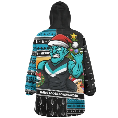 Port Adelaide Snug Hoodie Santa Surfing Down Under Christmas Footy