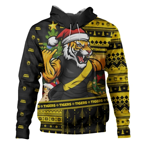 Richmond Hoodie Santa Surfing Down Under Christmas Footy