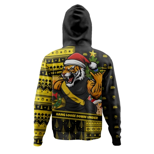 Richmond Hoodie Santa Surfing Down Under Christmas Footy