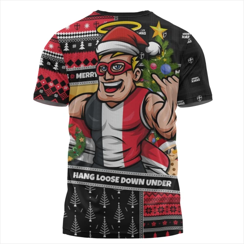 St Kilda T-Shirt Santa Surfing Down Under Christmas Footy