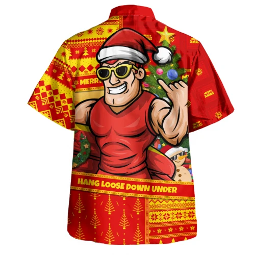 Gold Coast SUNS Hawaiian Shirt Santa Surfing Down Under Christmas Footy