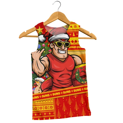 Gold Coast SUNS Men Tank Top Santa Surfing Down Under Christmas Footy