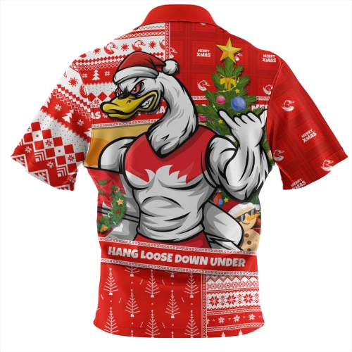 Sydney Swans Zip Polo Shirt Santa Surfing Down Under Christmas Footy