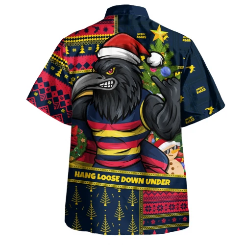 Adelaide Crows Hawaiian Shirt Santa Surfing Down Under Christmas Footy