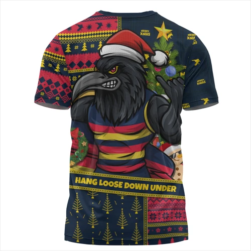Adelaide Crows T-Shirt Santa Surfing Down Under Christmas Footy