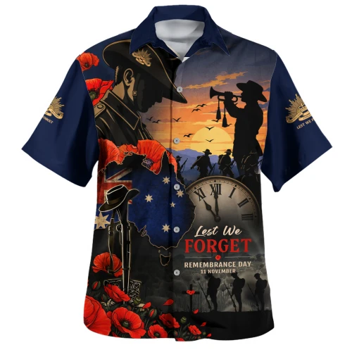 Australia Hawaiian Shirt Poppy Fields Remembrance Day Fallen Soldiers Memorial