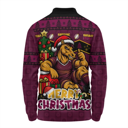 Brisbane Broncos Long Sleeve Polo Shirt Christmas Glory And Timeless Team Pride