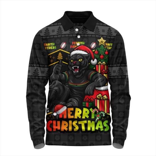 Penrith Panthers Long Sleeve Polo Shirt Christmas Glory And Timeless Team Pride