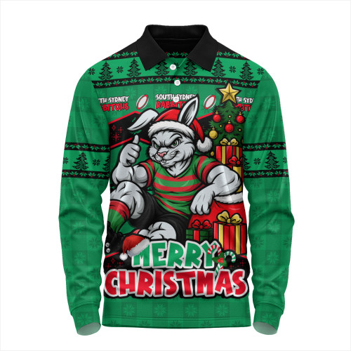 South Sydney Rabbitohs Long Sleeve Polo Shirt Christmas Glory And Timeless Team Pride