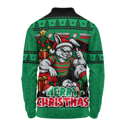 South Sydney Rabbitohs Long Sleeve Polo Shirt Christmas Glory And Timeless Team Pride