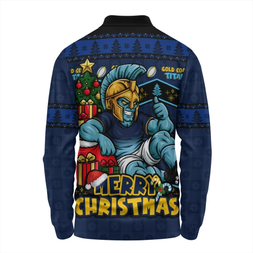 Gold Coast Titans Long Sleeve Polo Shirt Christmas Glory And Timeless Team Pride