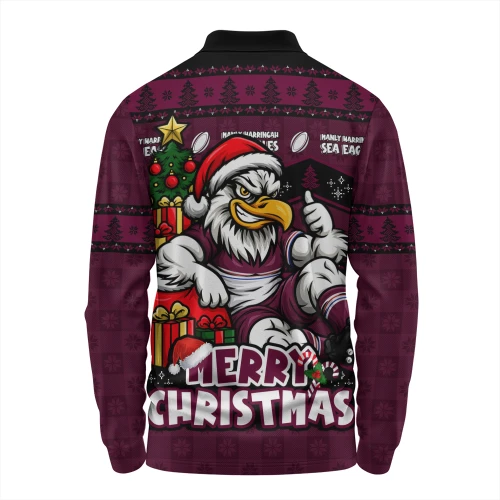 Manly Warringah Sea Eagles Long Sleeve Polo Shirt Christmas Glory And Timeless Team Pride
