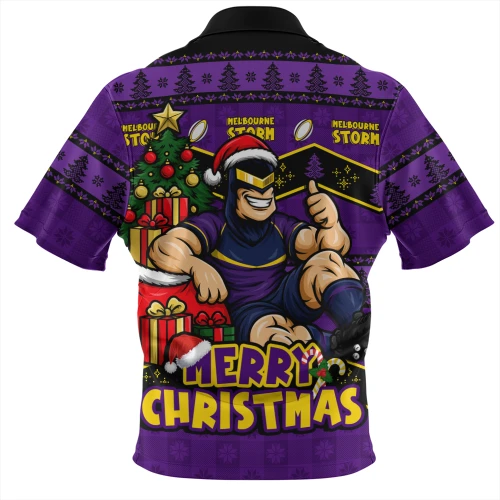 Melbourne Storm Zip Polo Shirt Christmas Glory And Timeless Team Pride