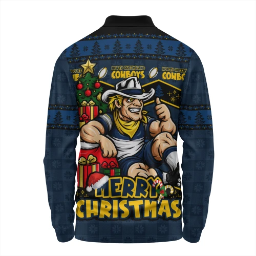 North Queensland Cowboys Long Sleeve Polo Shirt Christmas Glory And Timeless Team Pride