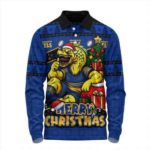 Parramatta Eels Long Sleeve Polo Shirt Christmas Glory And Timeless Team Pride