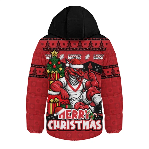 St. George Illawarra Dragons Hooded Padded Jacket Christmas Glory And Timeless Team Pride