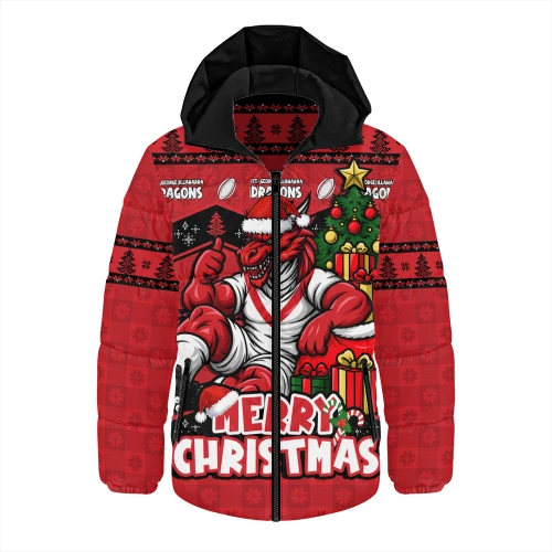 St. George Illawarra Dragons Hooded Padded Jacket Christmas Glory And Timeless Team Pride
