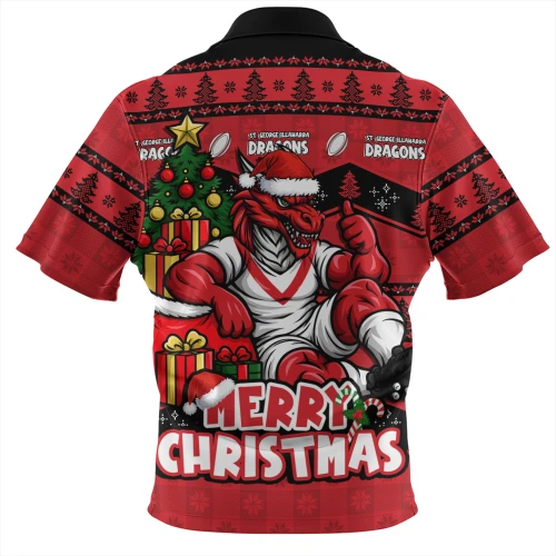 St. George Illawarra Dragons Zip Polo Shirt Christmas Glory And Timeless Team Pride
