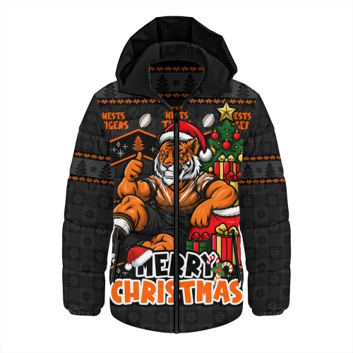 Wests Tigers Hooded Padded Jacket Christmas Glory And Timeless Team Pride