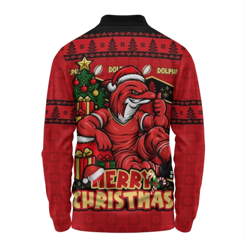 Redcliffe Dolphins Long Sleeve Polo Shirt Christmas Glory And Timeless Team Pride