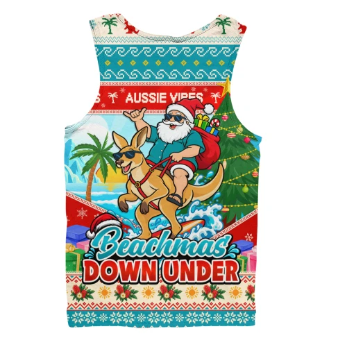 Australia Men Tank Top Santa And Roo Christmas Surfing Beachmas Down Under