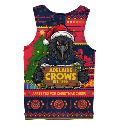 Adelaide Crows Men Tank Top Arrested For Christmas Cheer Festive Mugshot