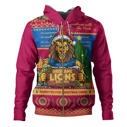 Brisbane Lions Hoodie Arrested For Christmas Cheer Festive Mugshot