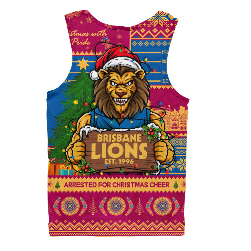 Brisbane Lions Men Tank Top Arrested For Christmas Cheer Festive Mugshot