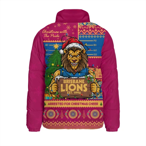 Brisbane Lions Padded Jacket Arrested For Christmas Cheer Festive Mugshot